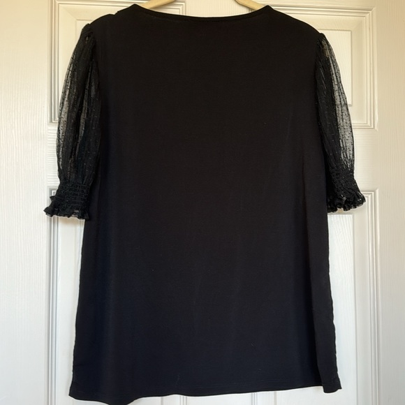 Adrianna Papell Sheer Dot Sleeve Top - Picture 4 of 4